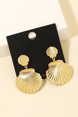 Gold Dipped Seashell Dangle Earrings