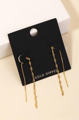 Gold Dipped Dainty Chain Threader Earrings