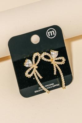 Cubic Zirconia Pave Ribbon Bow Stud Earrings