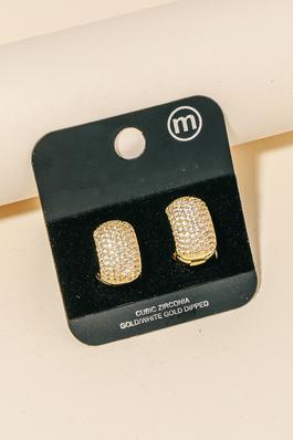 Cubic Zirconia Pave Curved Shield Stud Earrings