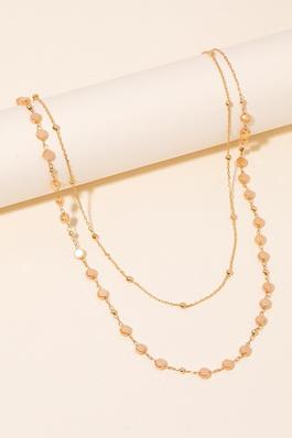 Layered Station Beaded Chain Necklace