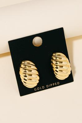 Gold Dipped Croissant Shield Stud Earrings
