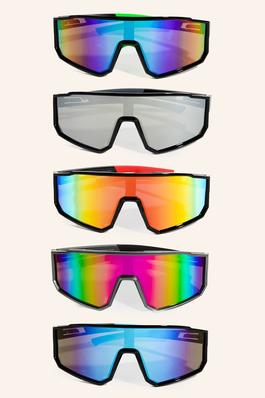 Assorted Mirrored Shield Sunglasses Set