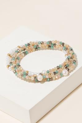 Mixed Pearl And Mini Beaded Bracelet Set