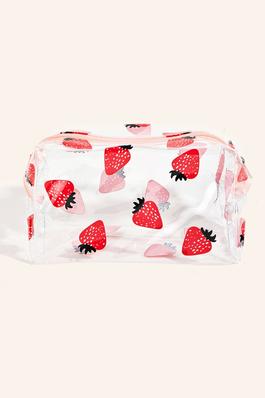 Clear Patterned Vinyl Cosmetic Bag