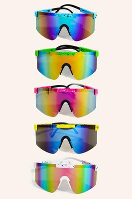 Paint Splatter Oversized Shield Sunglasses Set