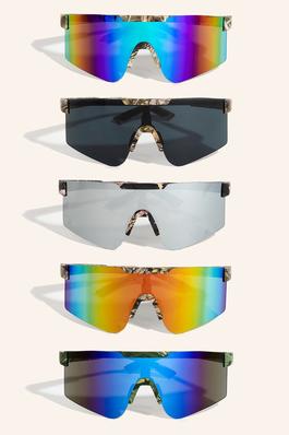 Mirrored Lens Shield Sunglasses Set