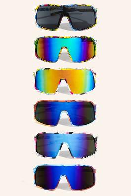 Assorted Multi Border Shield Sunglasses Set