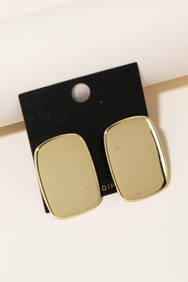 Gold Dipped Flat Rectangle Post Earrings