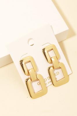 Gold Dipped Square Chain Link Drop Earrings