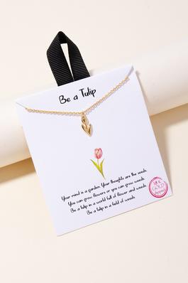 Gold Dipped Tulip Pendant Necklace