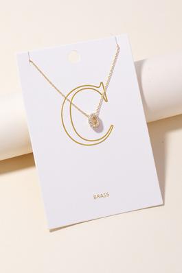 Pave Letter C Pendant Chain Necklace