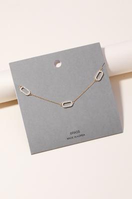 Pave Oval Charms Chain Necklace