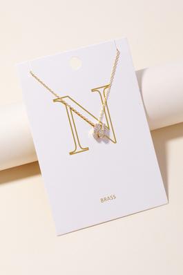 Pave Letter N Pendant Chain Necklace