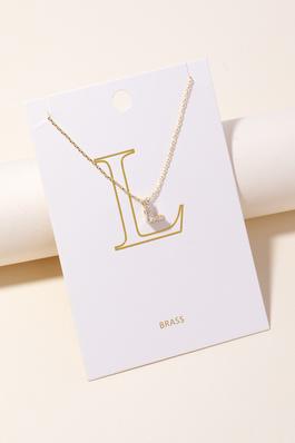 Pave Letter L Pendant Chain Necklace
