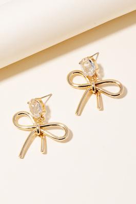 Metallic Ribbon Bow Dangle Earrings