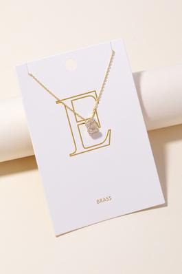 Pave Letter E Pendant Chain Necklace