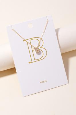 Pave Letter B Pendant Chain Necklace