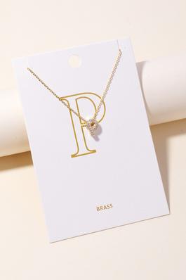 Pave Letter P Pendant Chain Necklace