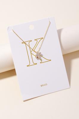 Pave Letter K Pendant Chain Necklace