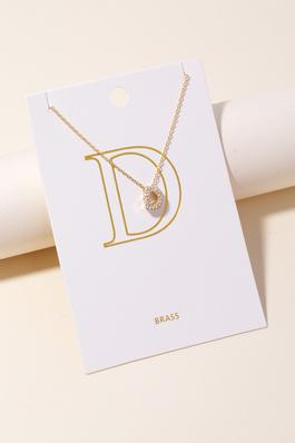 Pave Letter D Pendant Chain Necklace