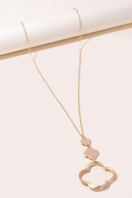 Tiered Clover Pendant Long Chain Necklace