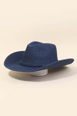 Braided Band Denim Cowboy Hat