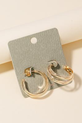 Layered Metallic Wire Hoop Earrings