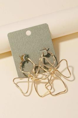 Metallic Wire Flower Hoop Earrings