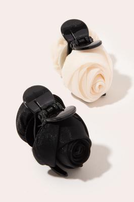 Small Sheer Rose Flower Hair Claw Set