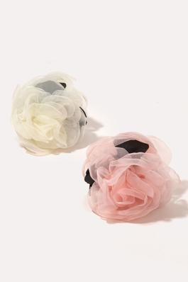 Ruffled Rose Sheer Flower Hair Claw Set