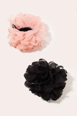 Ruffled Sparkly Sheer Flower Hair Claw Set