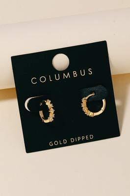 Gold Dipped Cz Mini Studded Hoop Earrings
