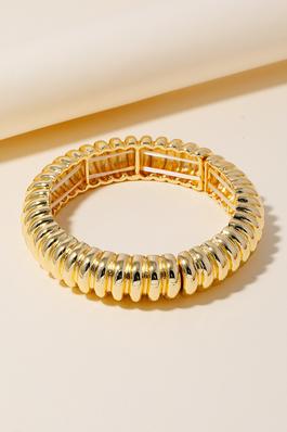 Gold Dipped Elastic Textured Bangle Bracelet