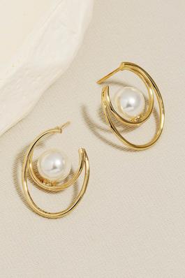Oval Pearl Post Earrings