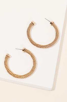 Braided Chain Link Hoop Earrings
