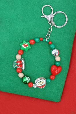 Star Heart Beaded Christmas Key Chain