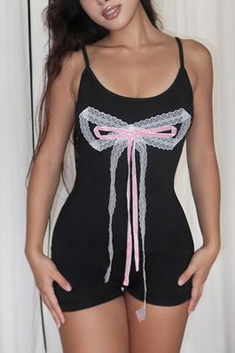 Lace Bow Cami Rompers