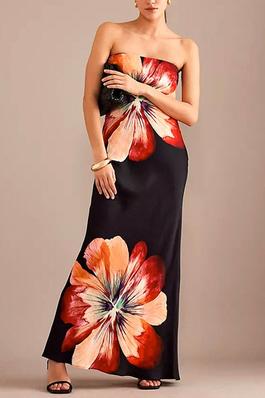 Floral Strapless Long Dress