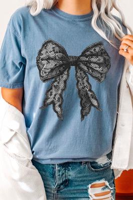 Black Lace Bow Comfort Colors Tee