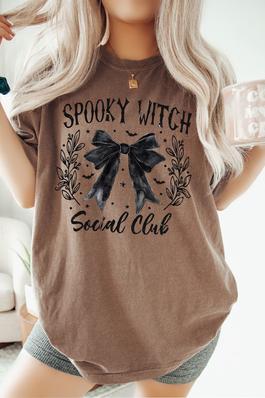 Spooky Witch Social Club Bow Comfort Colors Tee