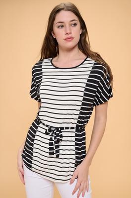 COLORBLOCK BELTED TUNIC TOP