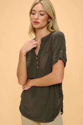 UTILITY FRONT POCKETS BUTTON TOP SHIRT