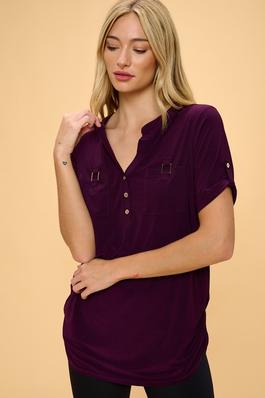 UTILITY FRONT POCKETS BUTTON TOP SHIRT