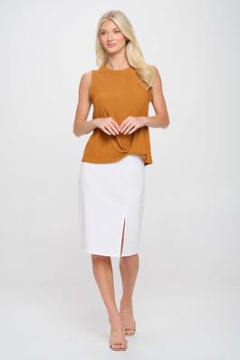 SCOOP NECK TWIST SIDE SLEEVELESS TANK