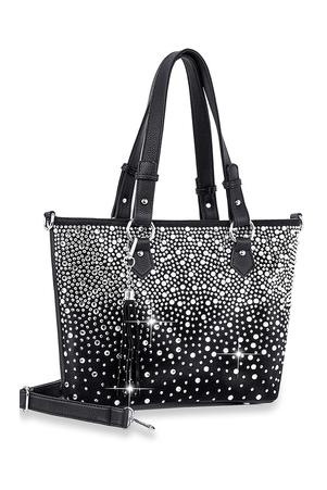 OMBRE PATTERN CRYSTAL STUDDED TOTE BAG