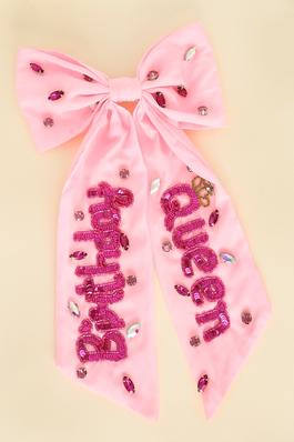 BIRTHDAY QUEEN JEWELED BOW BARRETTE HAIR CLIP