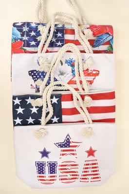 AMERICAN FLAG THEMED CANVAS TOTE BAG