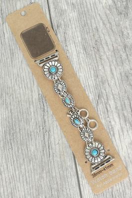 WESTERN FLORAL TURQUOISE APPLE WATCH BAND