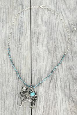 WESTERN NAVAJO TURQUOISE SHEEP CHARM NECKLACE